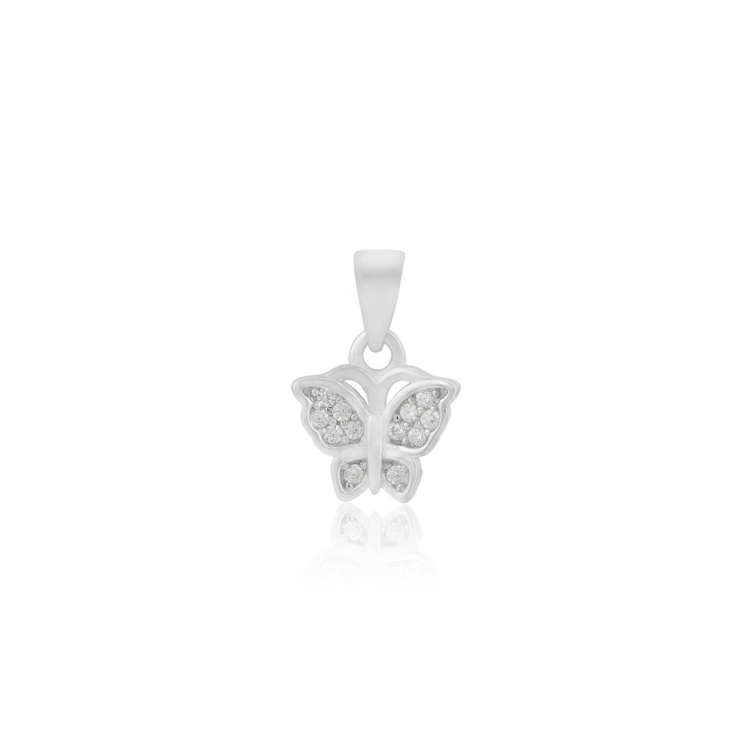 925 Sterling Silver Shiny Flutter Rhodium Plated Pendant For Kids