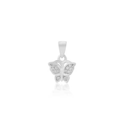 925 Sterling Silver Shiny Flutter Rhodium Plated Pendant For Kids