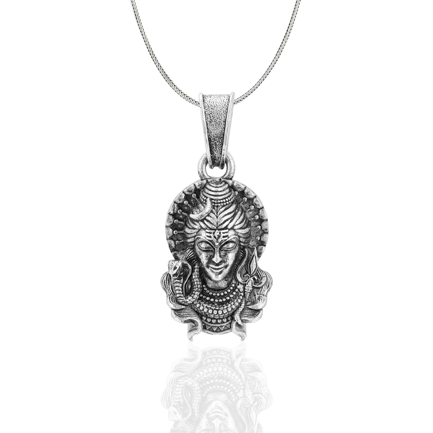 925 Sterling Silver Shiva Vasuki Snake Oxidised Pendants for Men &amp; Women