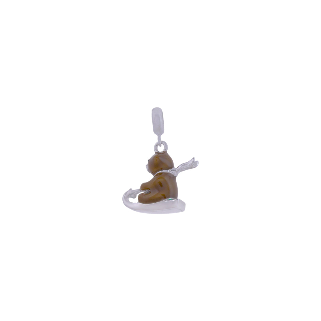 925 Sterling Silver Slidey Bear Rhodium Plated Pendant For Kids