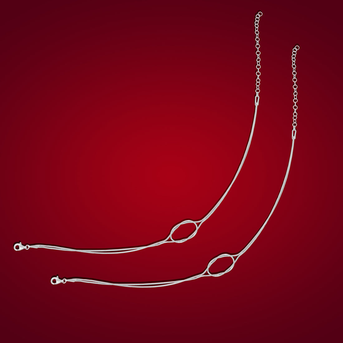 925 Sterling Silver Slim Wired Chain Knot Design Anklets For women