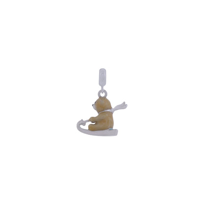 925 Sterling Silver Snow Slider Bear Rhodium Plated Pendant For Kids