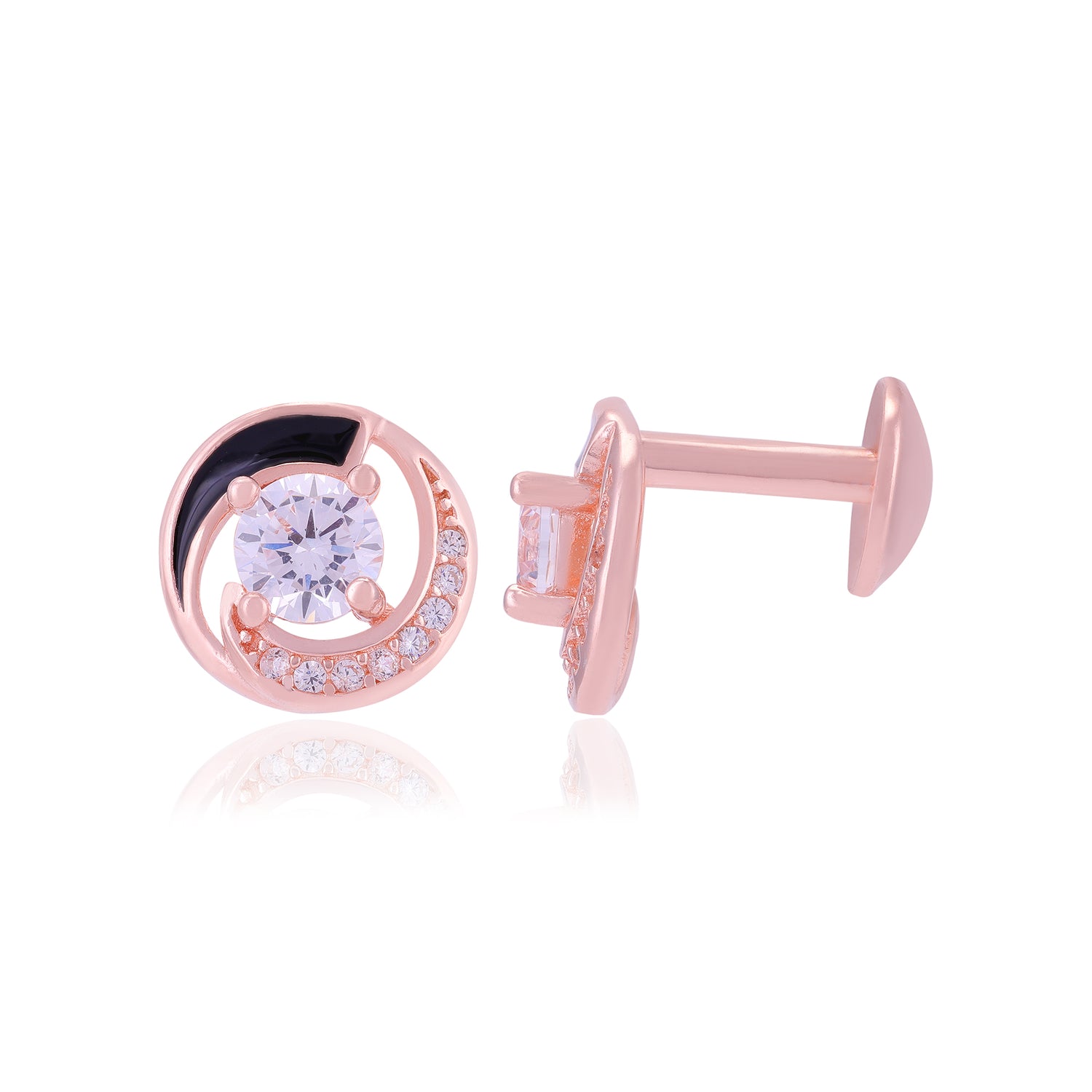925 Sterling Silver Solitary Stone Enamel Infused Earrings For Women