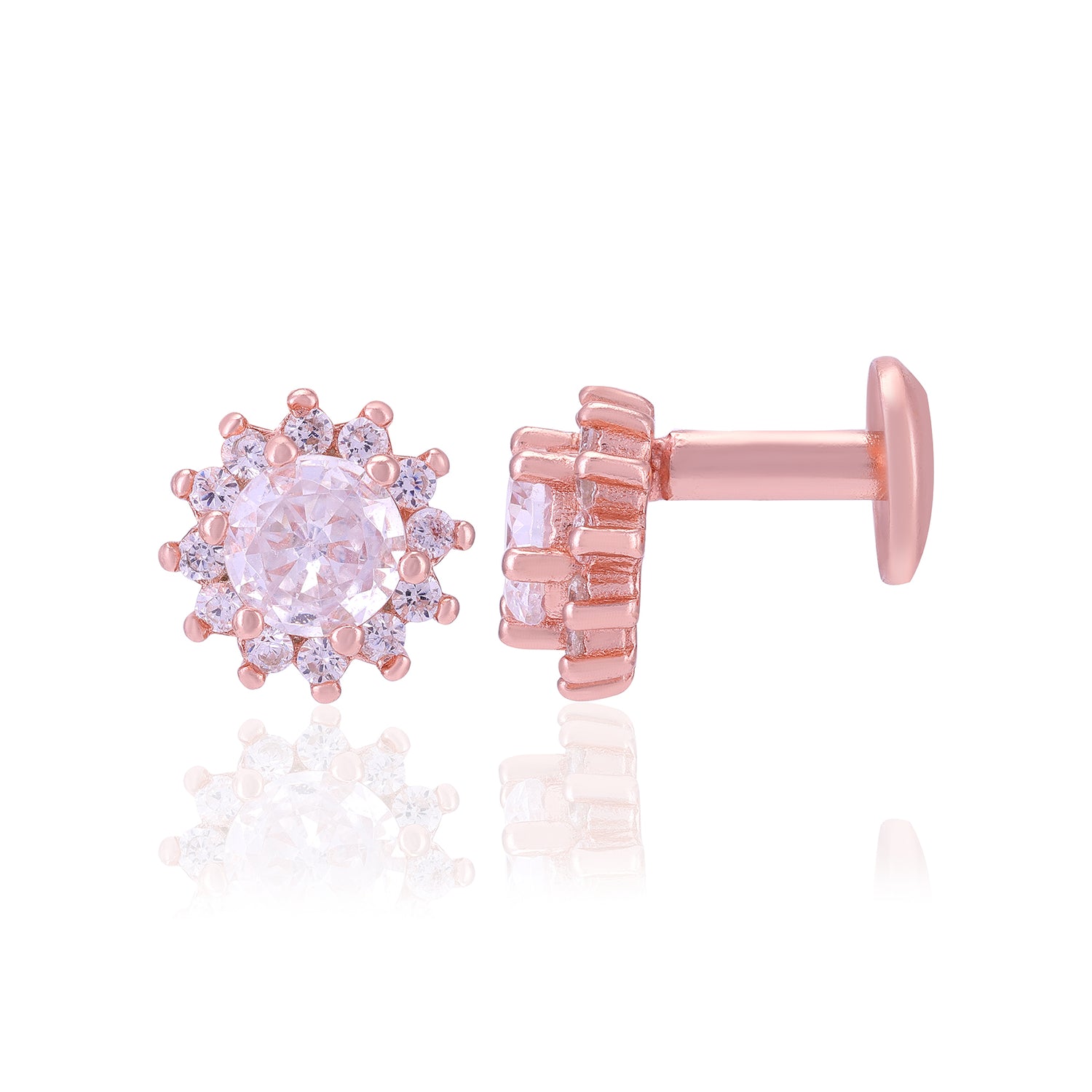 925 Sterling Silver Sparkle Flower Earrings For Women