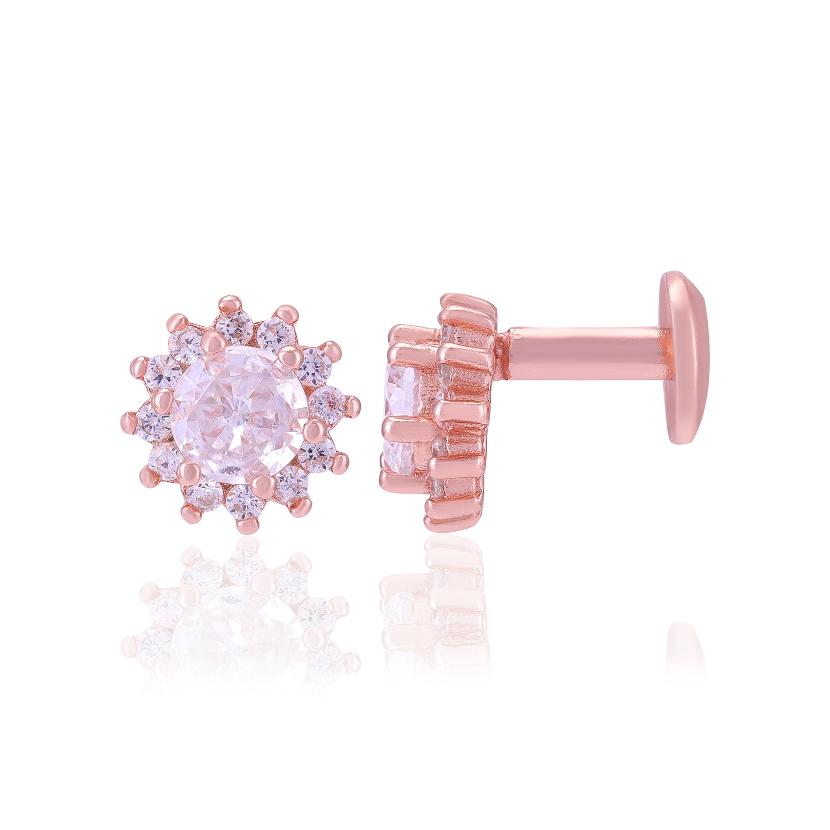 925 Sterling Silver Sparkle Flower Earrings For Women
