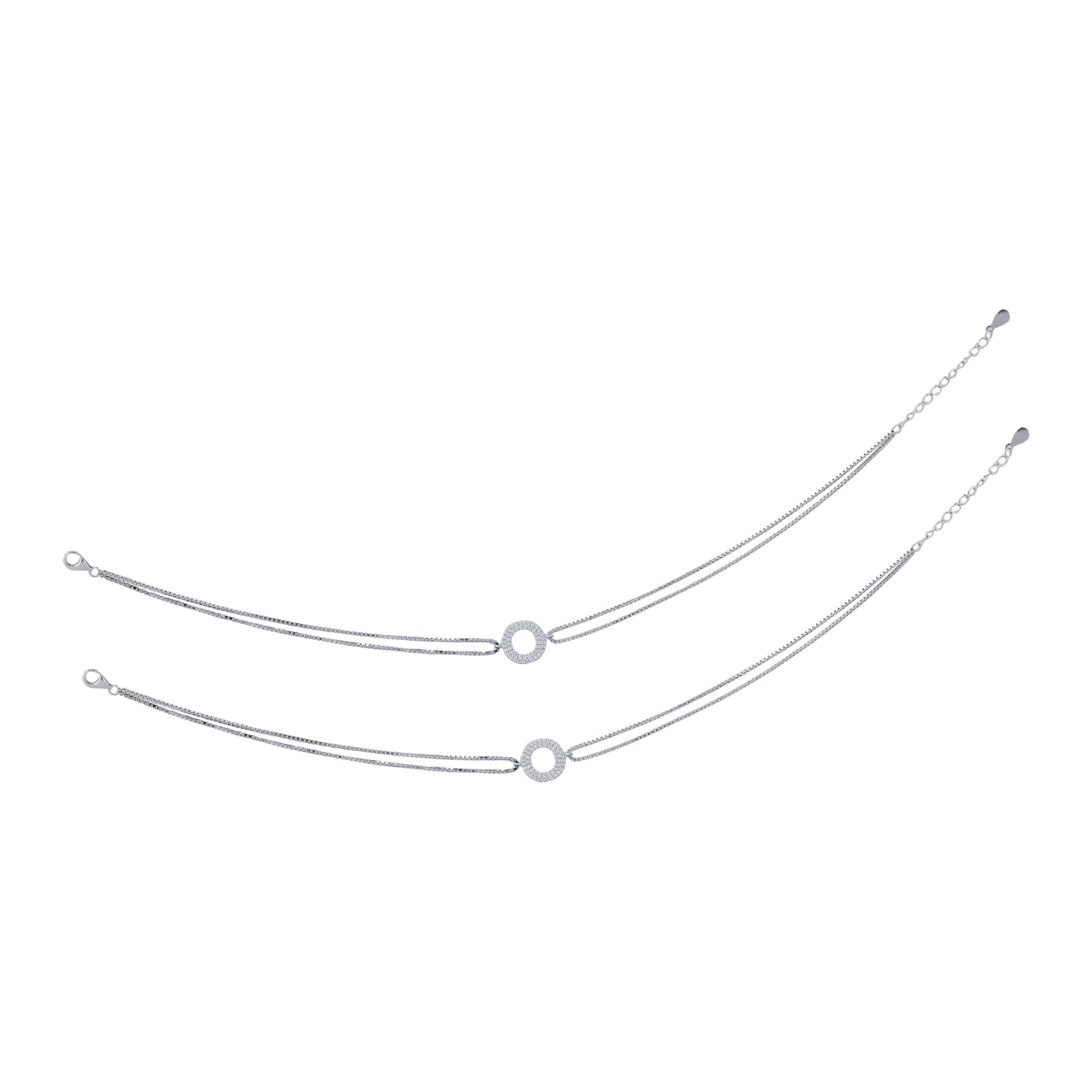 925 Sterling Silver Sparkle Frosted Eternity Anklet  For Women