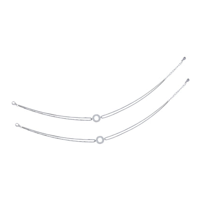 925 Sterling Silver Sparkle Frosted Eternity Anklet  For Women