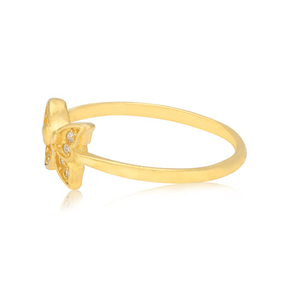 925 Sterling Silver Sparkle Soar Butterfly Gold Plated Ring for Women