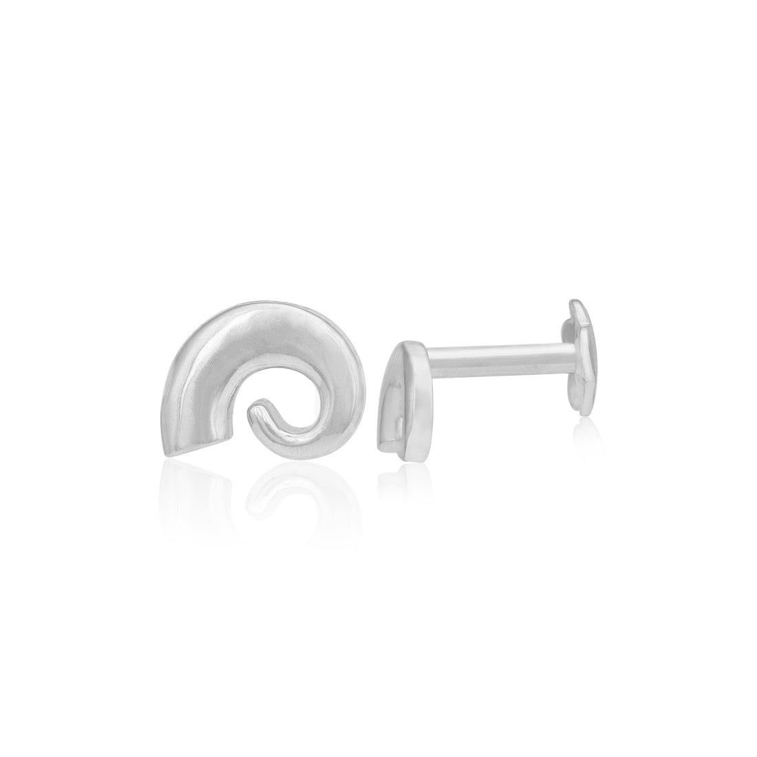 925 Sterling Silver Spiral Curve Rhodium Plated Studs For Women