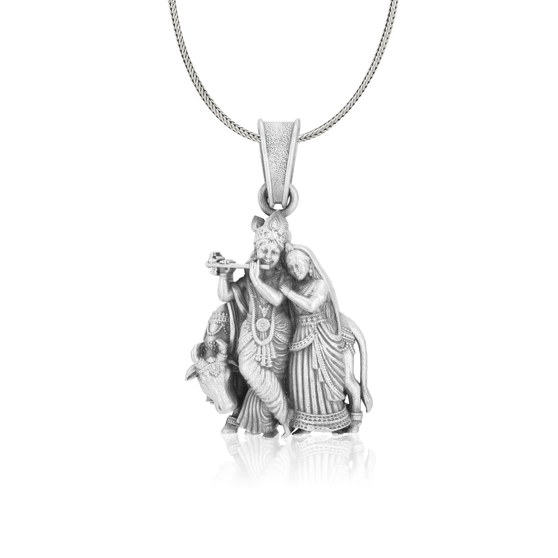 925 Sterling Silver Sri Krishna Radha Oxidised Pendants For Men &amp; Women