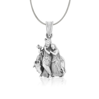 925 Sterling Silver Sri Krishna Radha Oxidised Pendants For Men &amp; Women