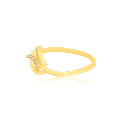 925 Sterling Silver Starleaf Flash Gold Plated Ring for Women