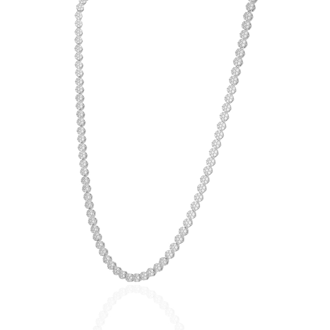 925 Sterling Silver Starry Blossom Rhodium Plated Link Necklace for Women