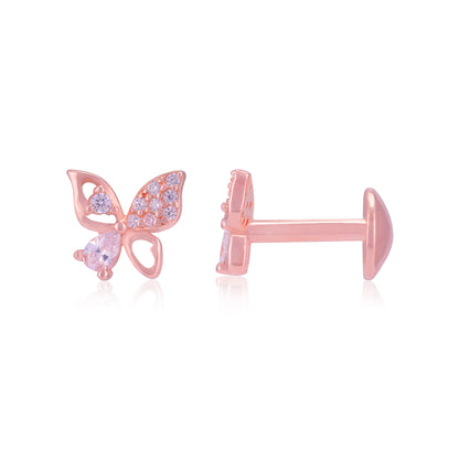 925 Sterling Silver Stone-Encrusted Butterfly Earrings For Women