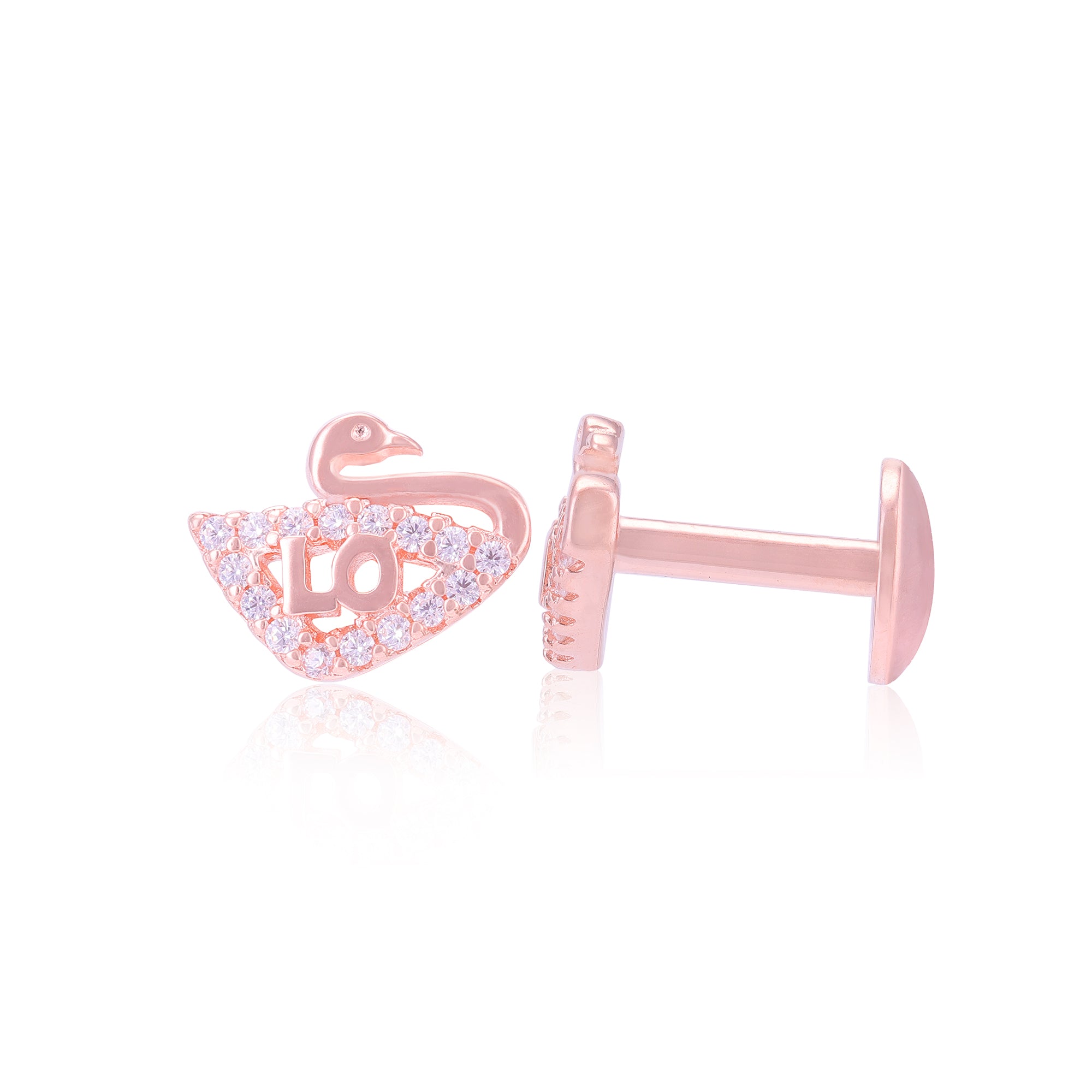 925 Sterling Silver Stoned Swan Earrings For Women