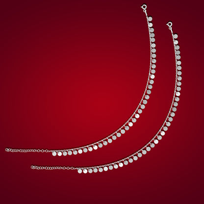925 Sterling Silver Subtle Chain Halo Drop Anklets For Women
