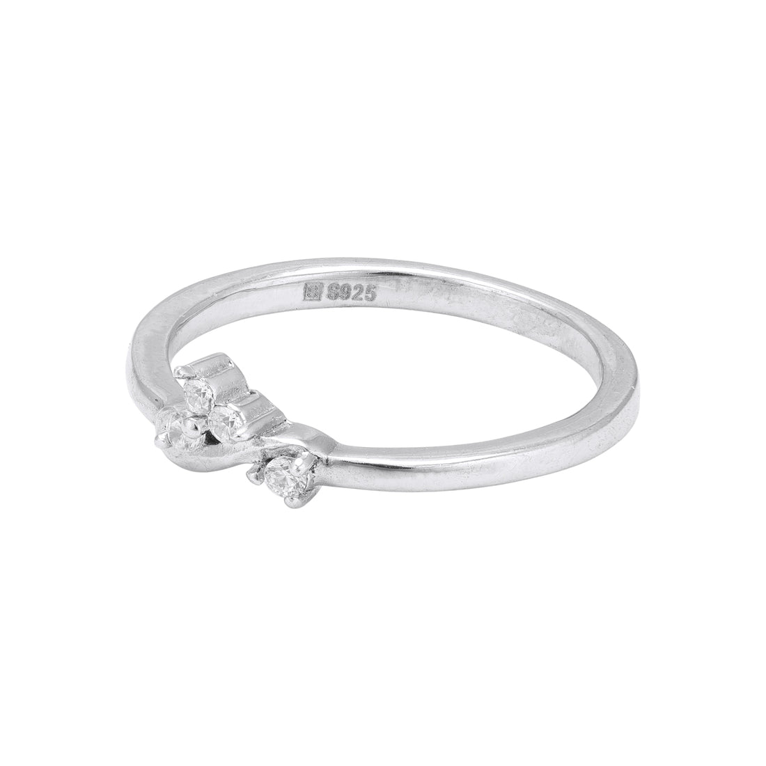 925 Sterling Silver Subtle Cluster Twist Ring Minimal Sparkle Ring for Women