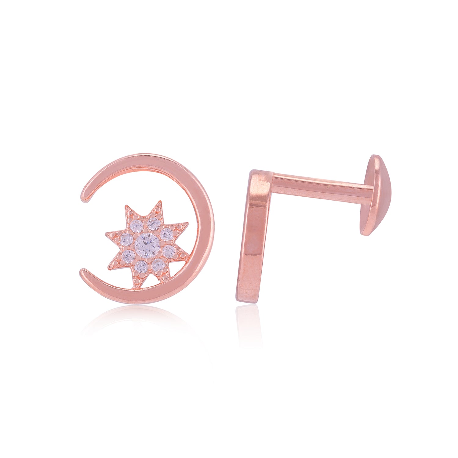 925 Sterling Silver Sun Moon Earrings For Women