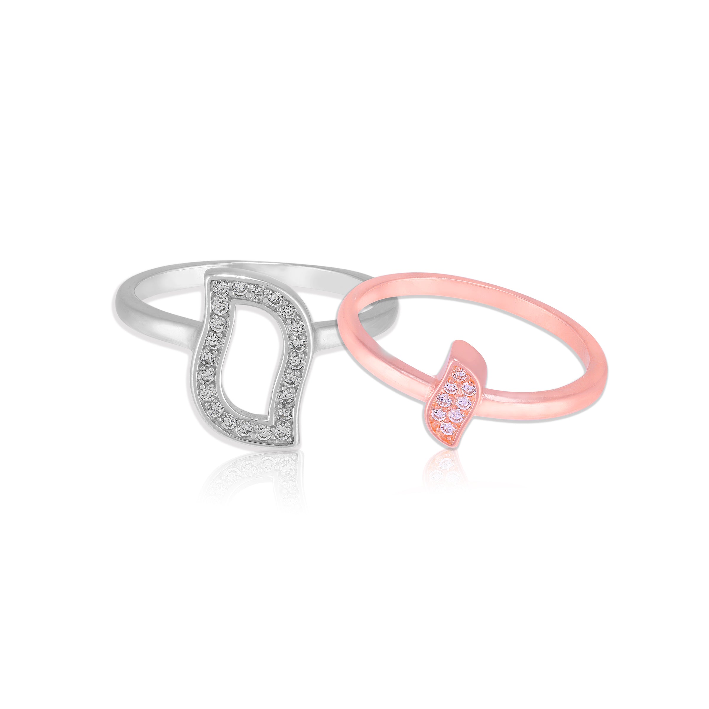 925 Sterling Silver Swaying Leaf Statement Rose Gold Rhodium Plated Ring for Women