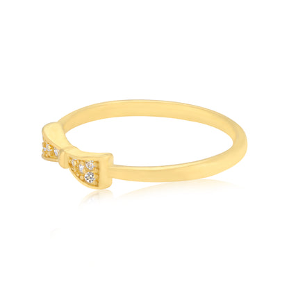 925 Sterling Silver Sweet Charm Bowtie Gold Plated Ring for Women