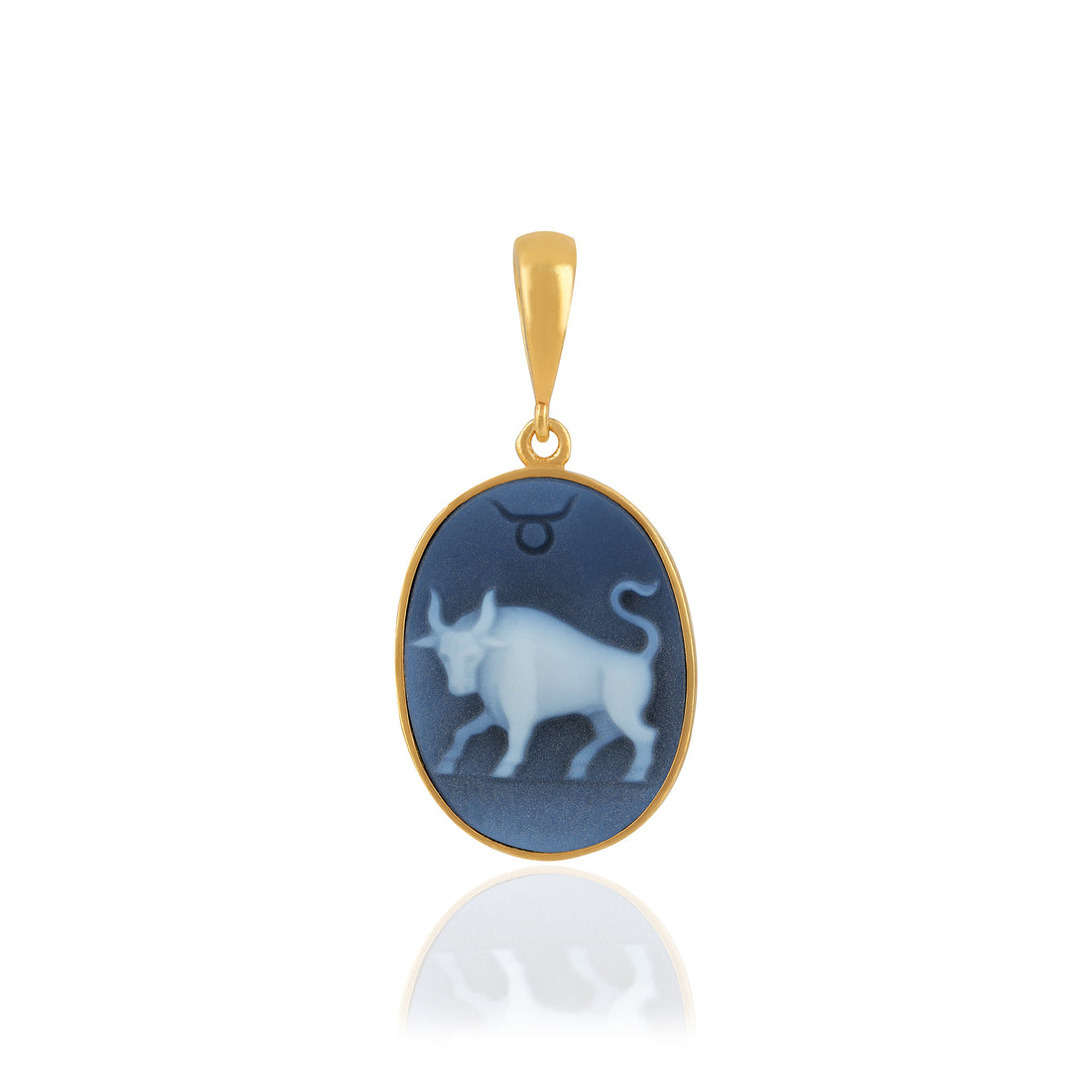 925 Sterling Silver Taurus Zodiac Agate Gold Plated Pendant for Men and Women