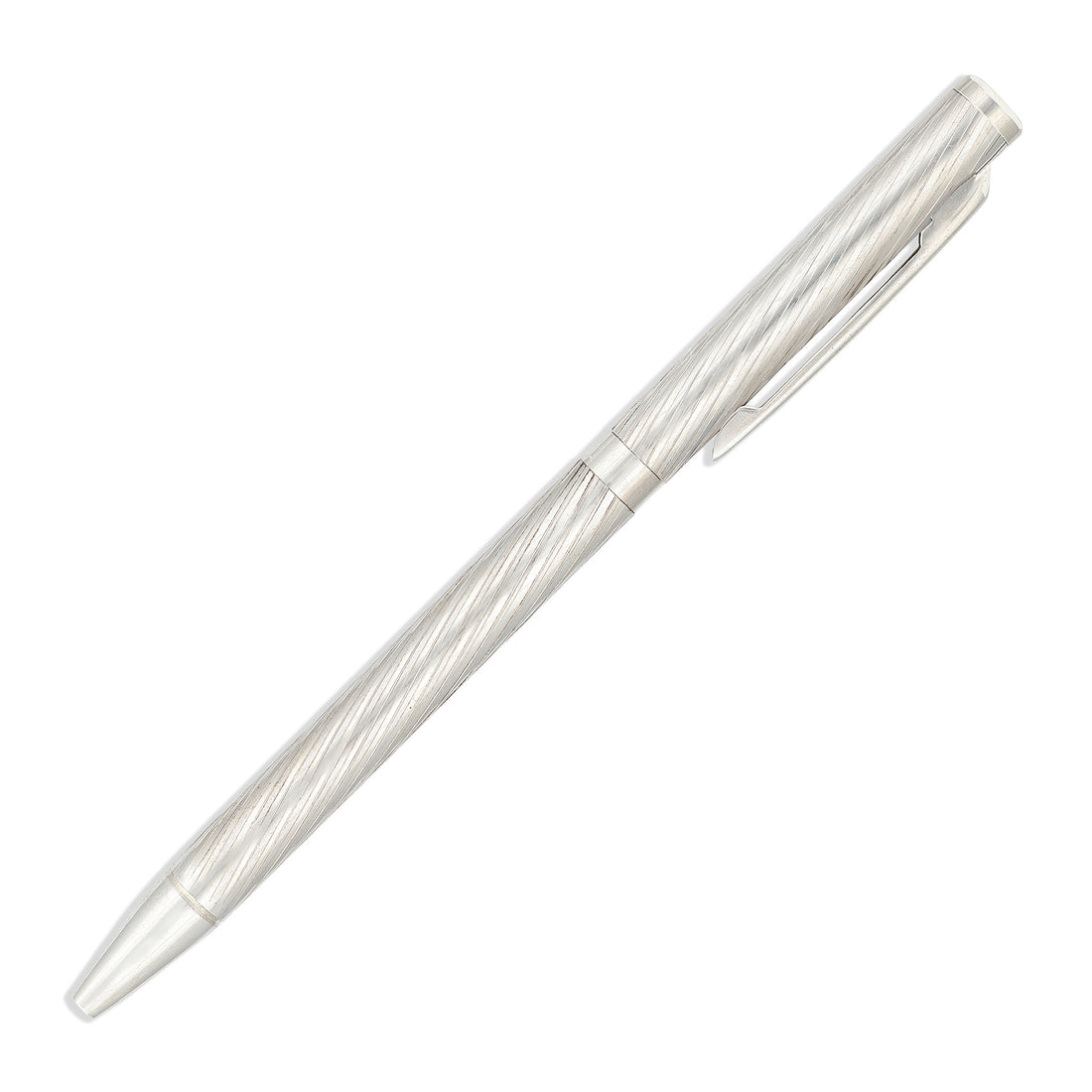 925 Sterling Silver Textured Diagonal Wave Twist Executive Writing Pen for Men