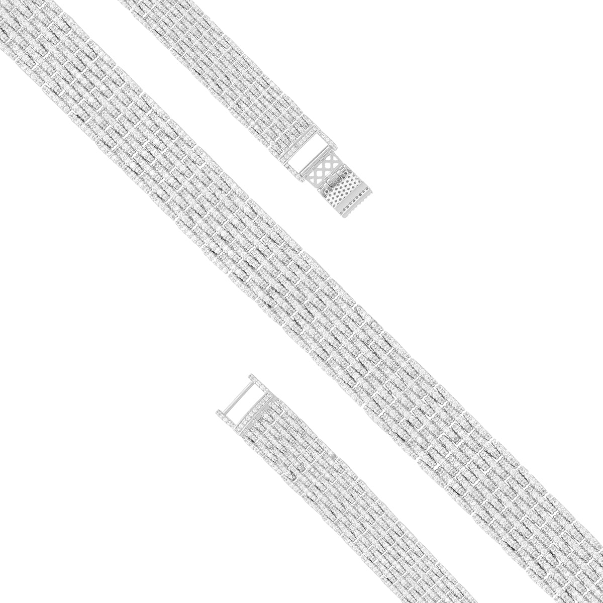 925 Sterling Silver Titan Weave Textured Mesh Rhodium Plated Bracelet for Men