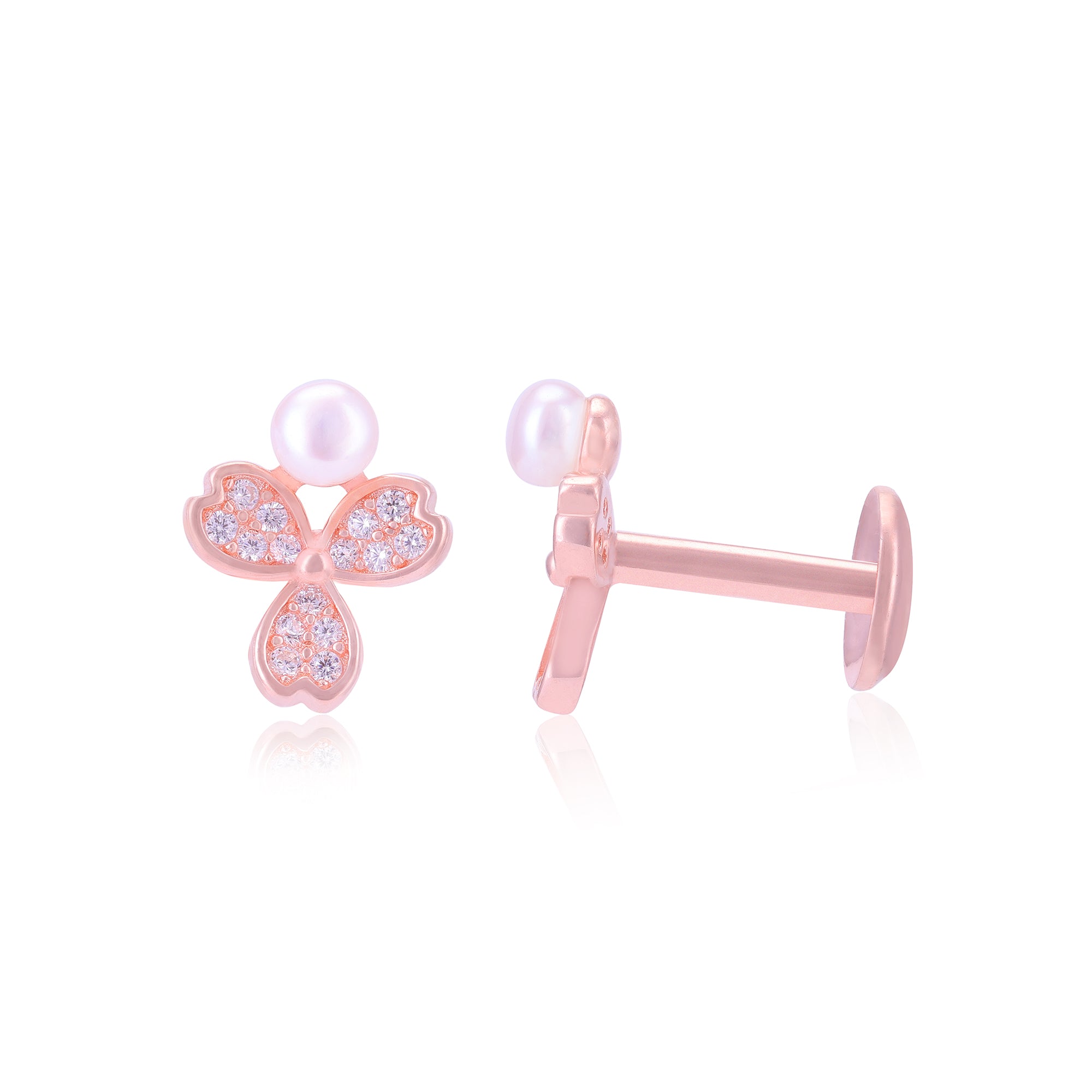 925 Sterling Silver Triple Petal Hearts Earrings For Women