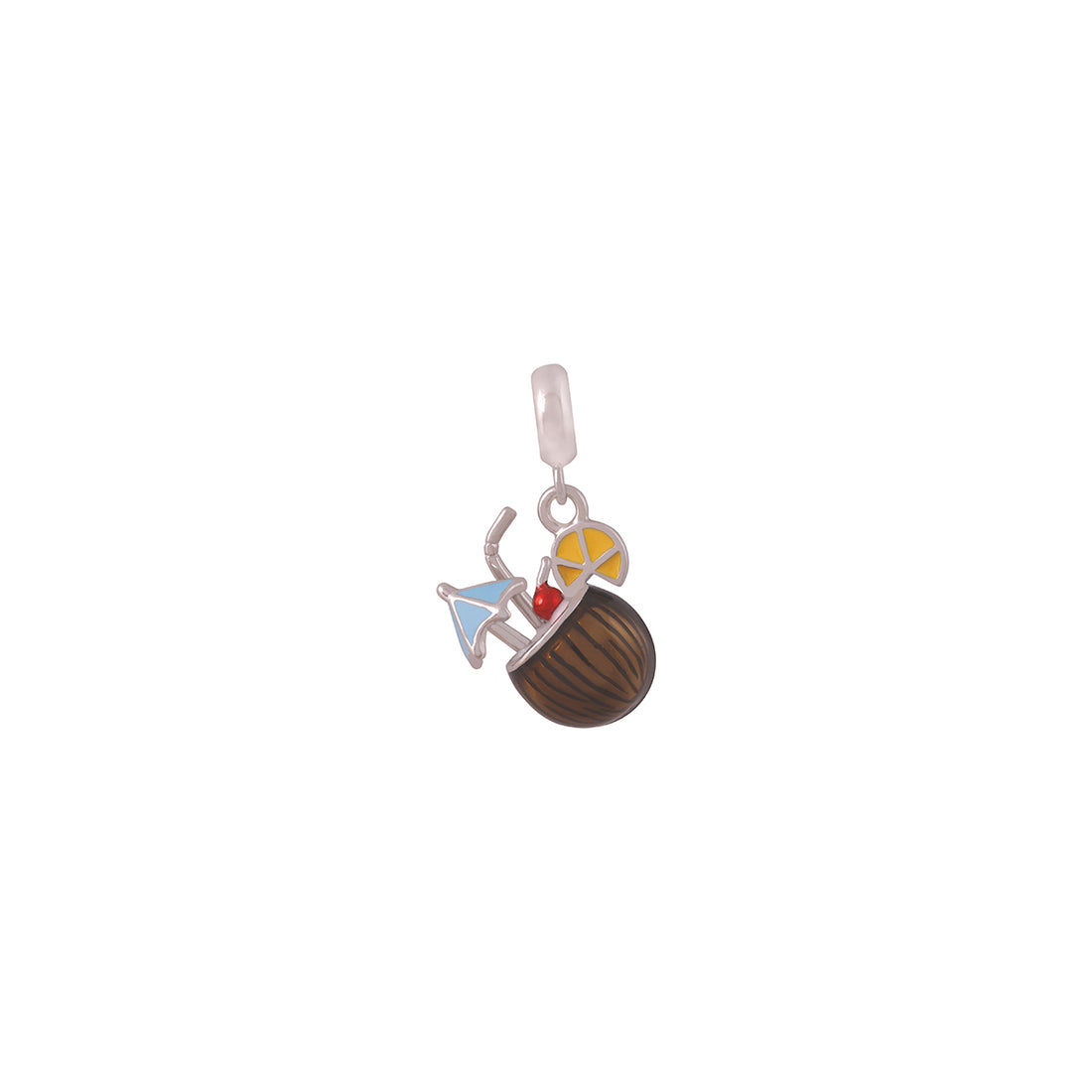 925 Sterling Silver Tropical Sips Coconut Drink Pendant for Women