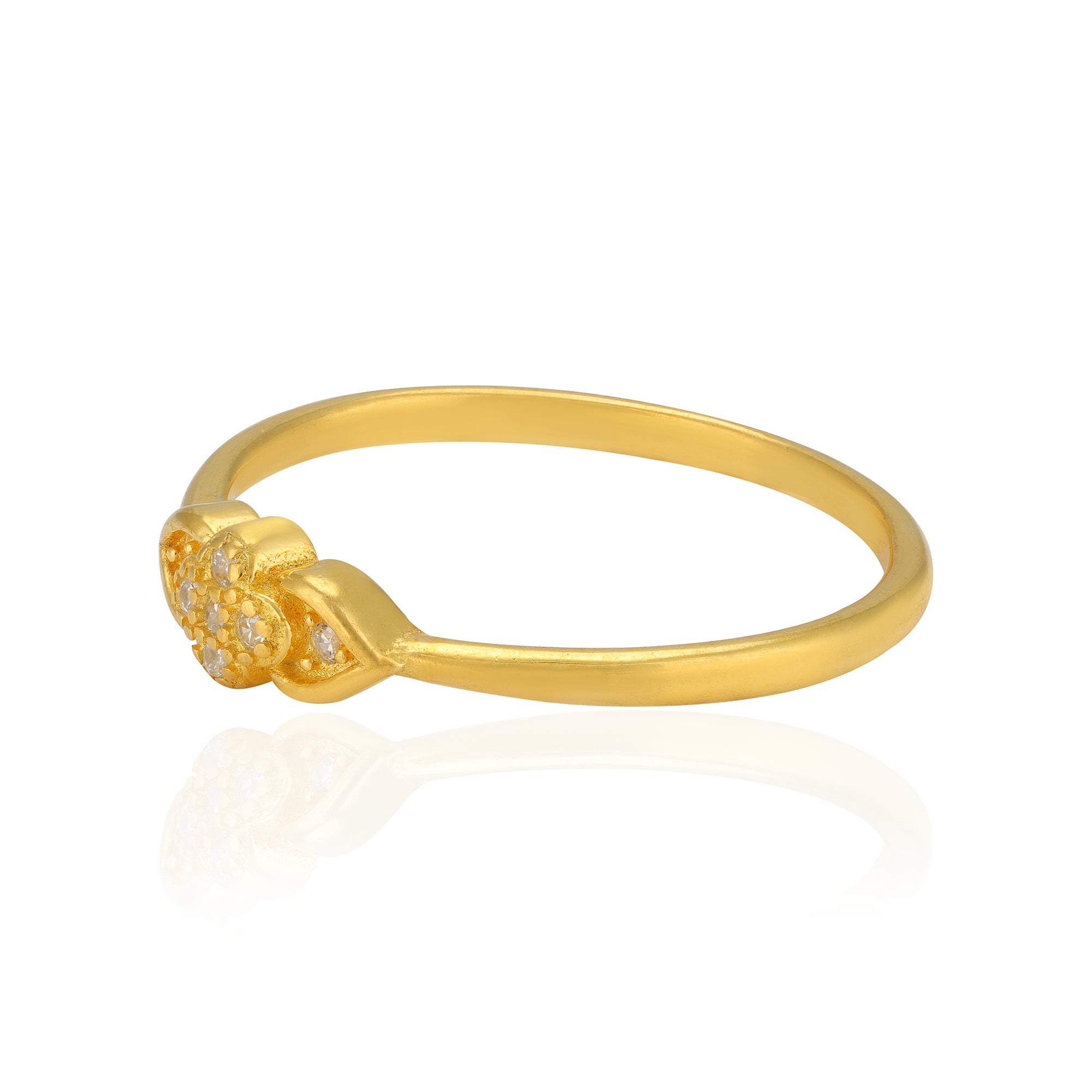 925 Sterling Silver Twinleaf Gold Plated Ring for Women