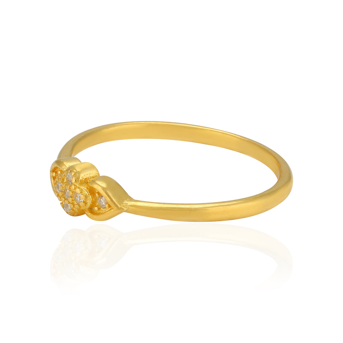 925 Sterling Silver Twinleaf Gold Plated Ring for Women