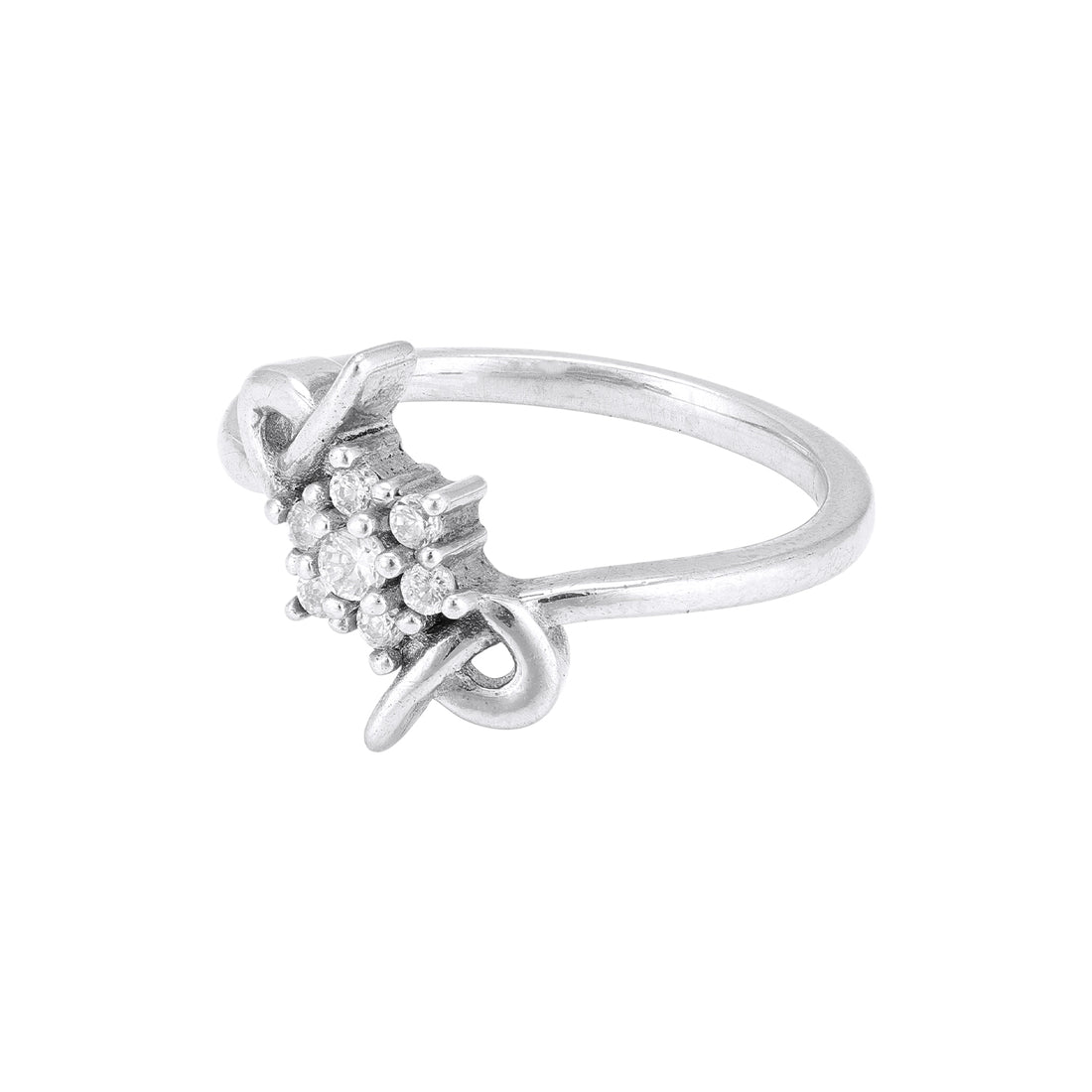925 Sterling Silver Twisted Ribbon Band Central  Floral Cluster Earring for Women