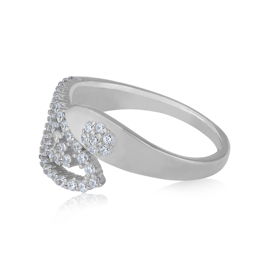925 Sterling Silver Twisting Harmony Dual Leaf Curve Statement Ring for Women