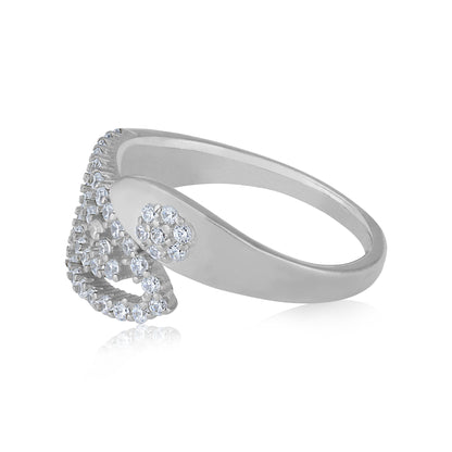 925 Sterling Silver Twisting Harmony Dual Leaf Curve Statement Ring for Women