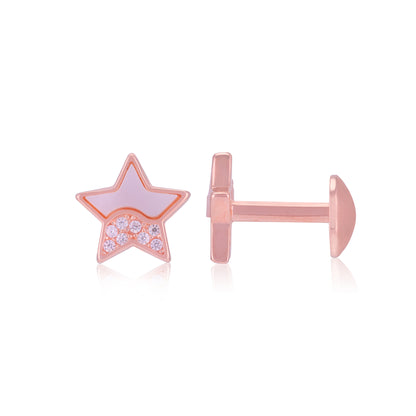 925 Sterling Silver Two-Element Star Earrings for Women