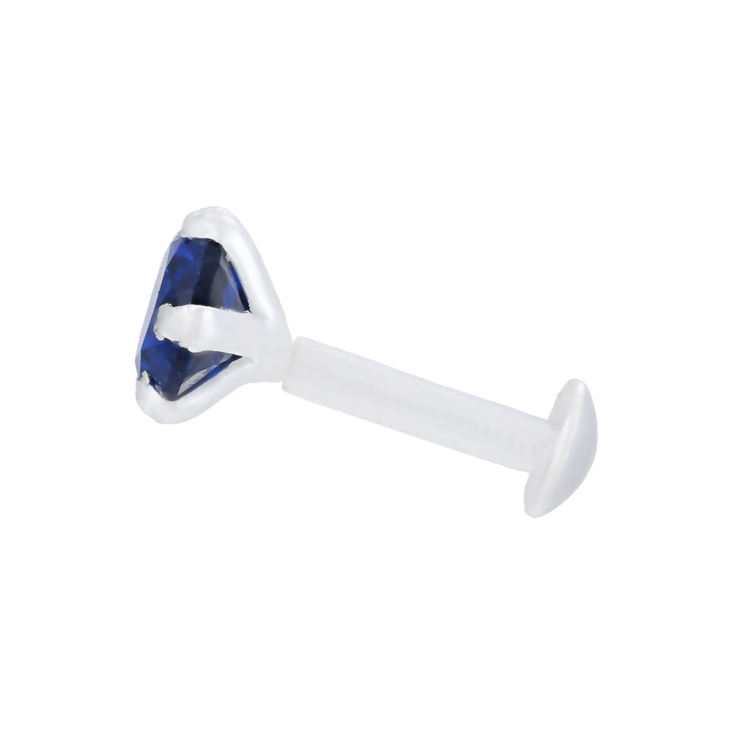 925 Sterling Silver Velvet Sapphire Rhodium Plated Nosepin For Women