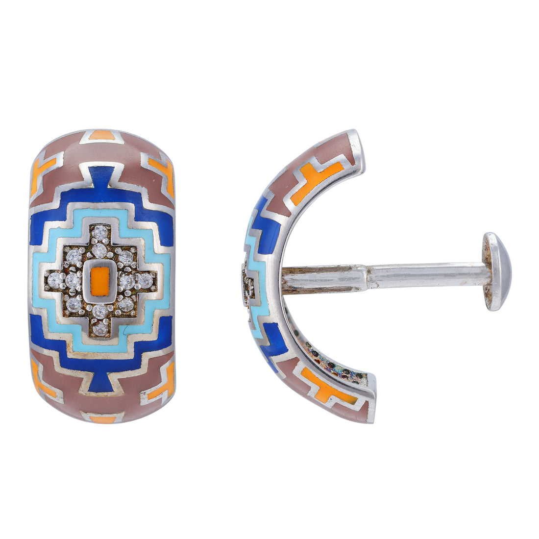 Sterling Silver Vibrant Maze Rhodium Plated Earrings For Women