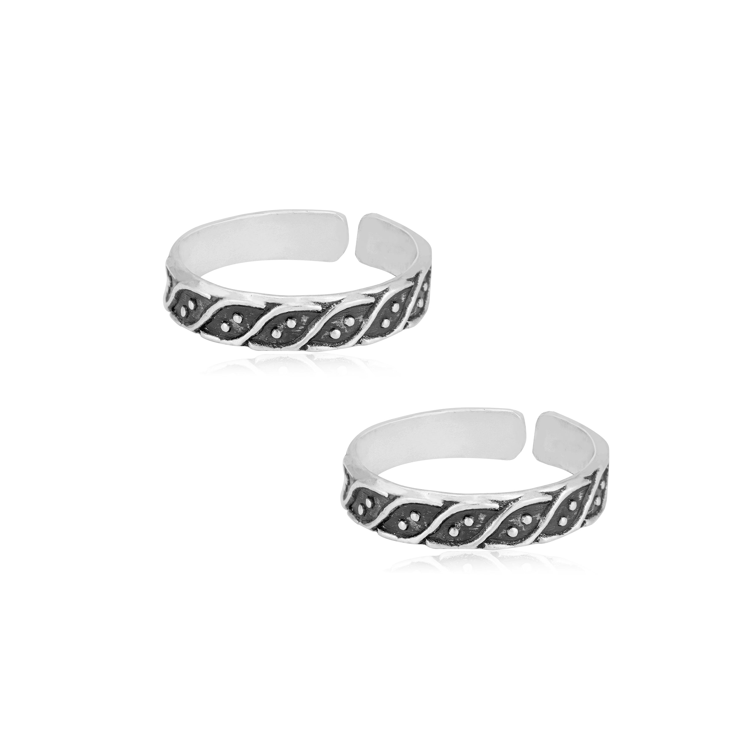 925 Sterling Silver Vine Oxidised Toe Ring For Women