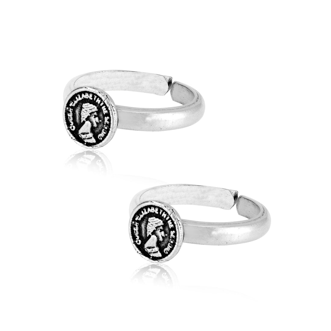 925 Sterling Silver Vintage Elizabeth Portrait Toe Ring For Women