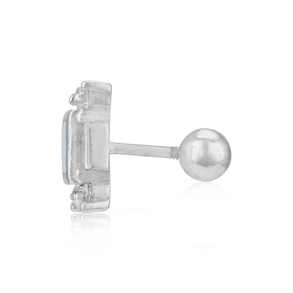 925 Sterling Silver Vintage Inspired Square Opal Centerpiece Rhodium Plated Earrings for Women