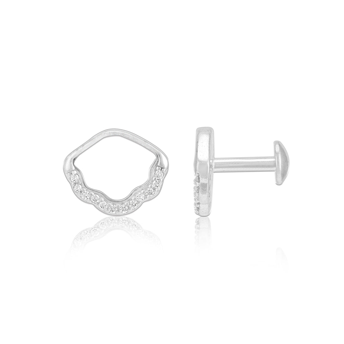925 Sterling Silver Wavy Crestline Rhodium Plated Earrings  for Women