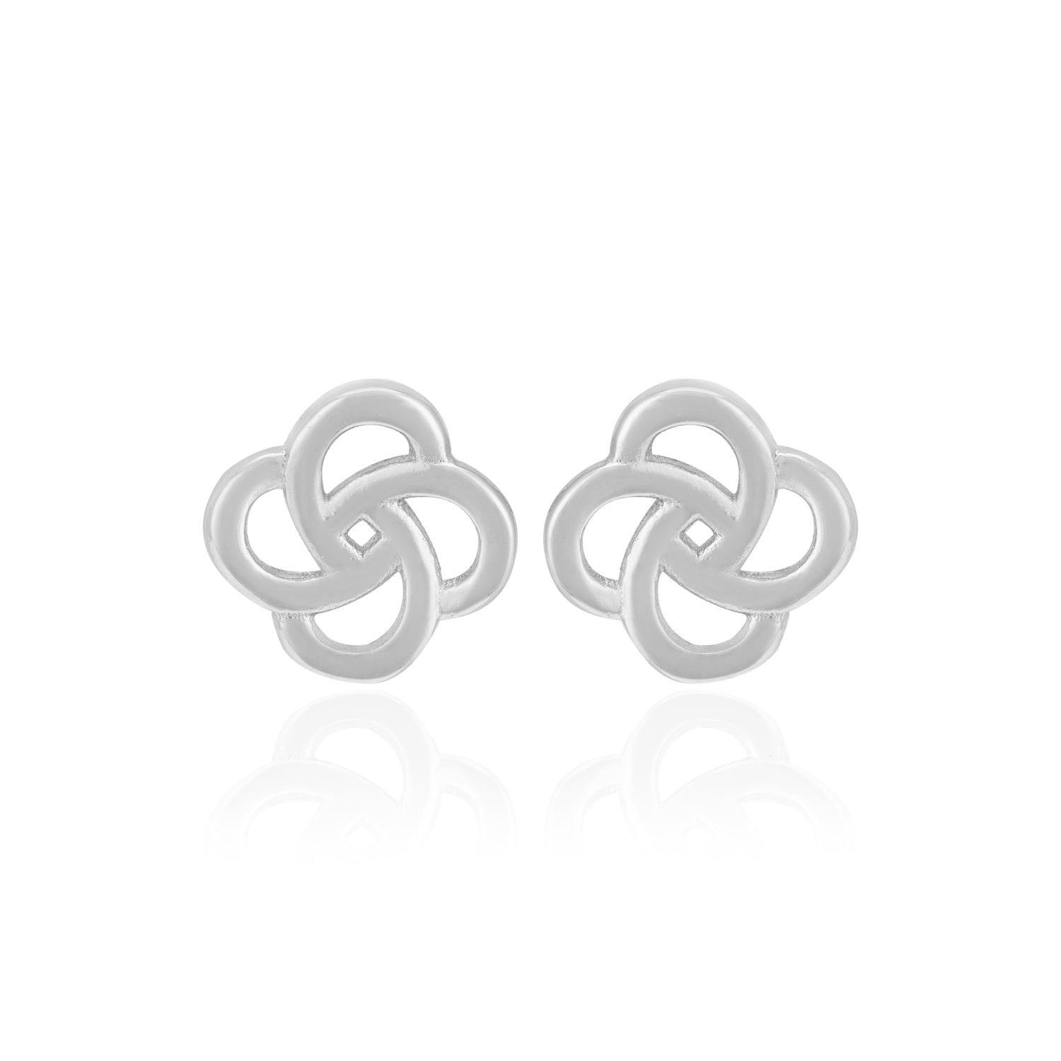 925 Sterling Silver Whirl Bloom Rhodium Plated Stud For Women