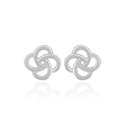 925 Sterling Silver Whirl Bloom Rhodium Plated Stud For Women