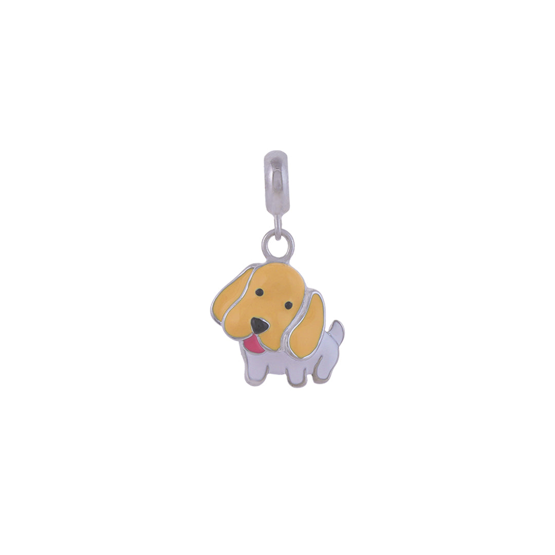 925 Sterling Silver Yel-love Puppy Rhodium Plated Pendant For Kids