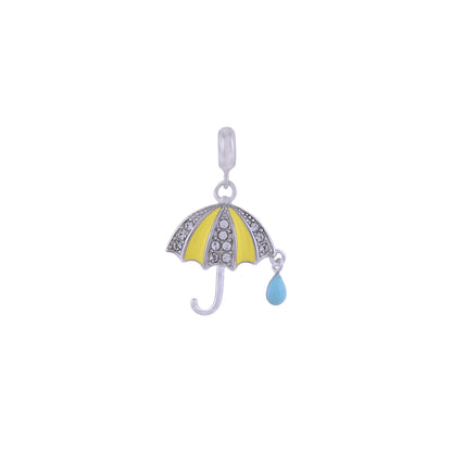 925 Sterling Silver Yellow Umbrella with Raindrop Pendant For Kids