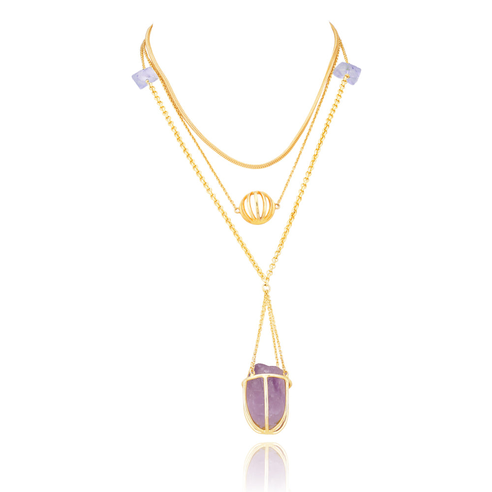 Sterling Silver Amethyst Drop Chain Pendant