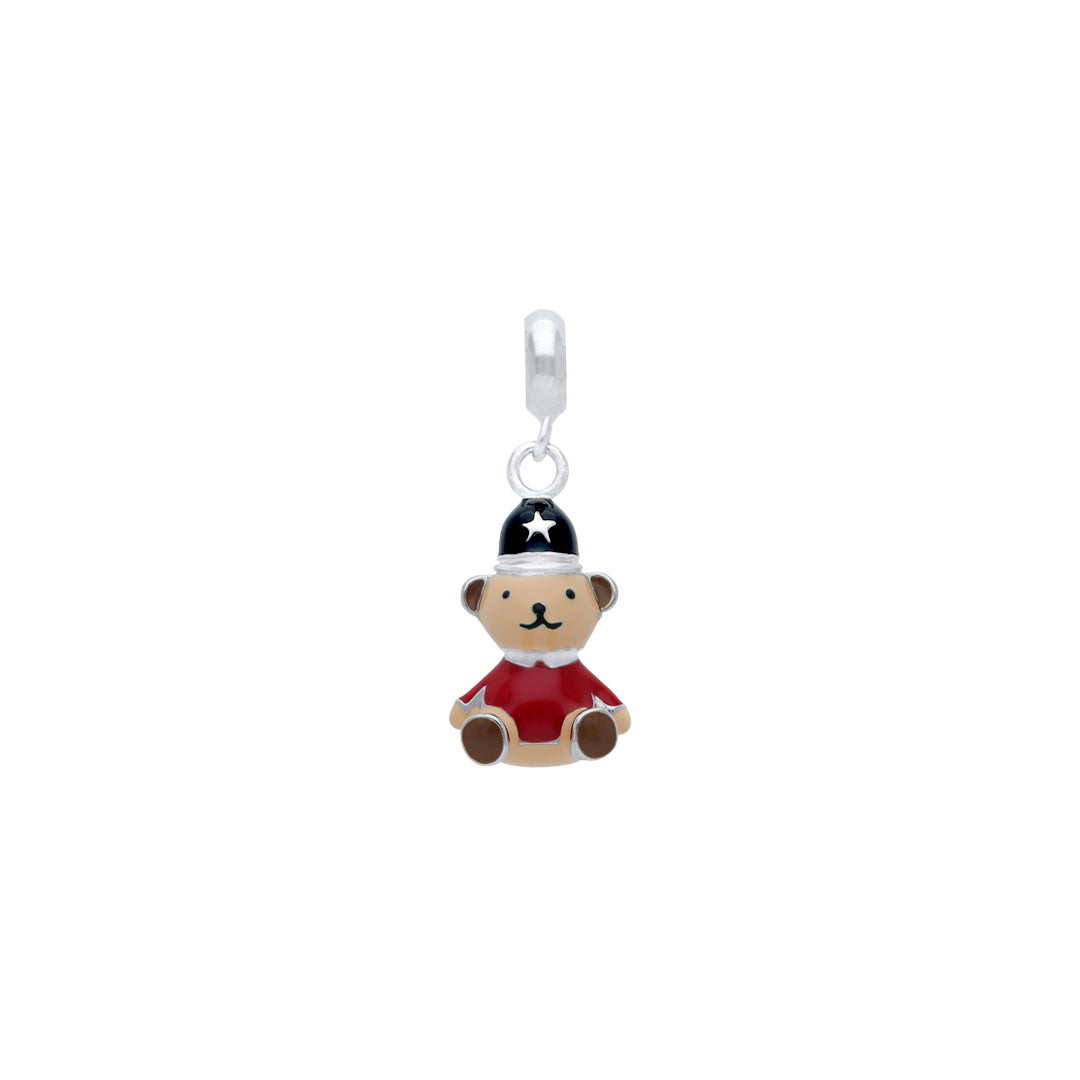 925 Sterling silver Red Cop Bear Rhodium Plated Pendant For Kids