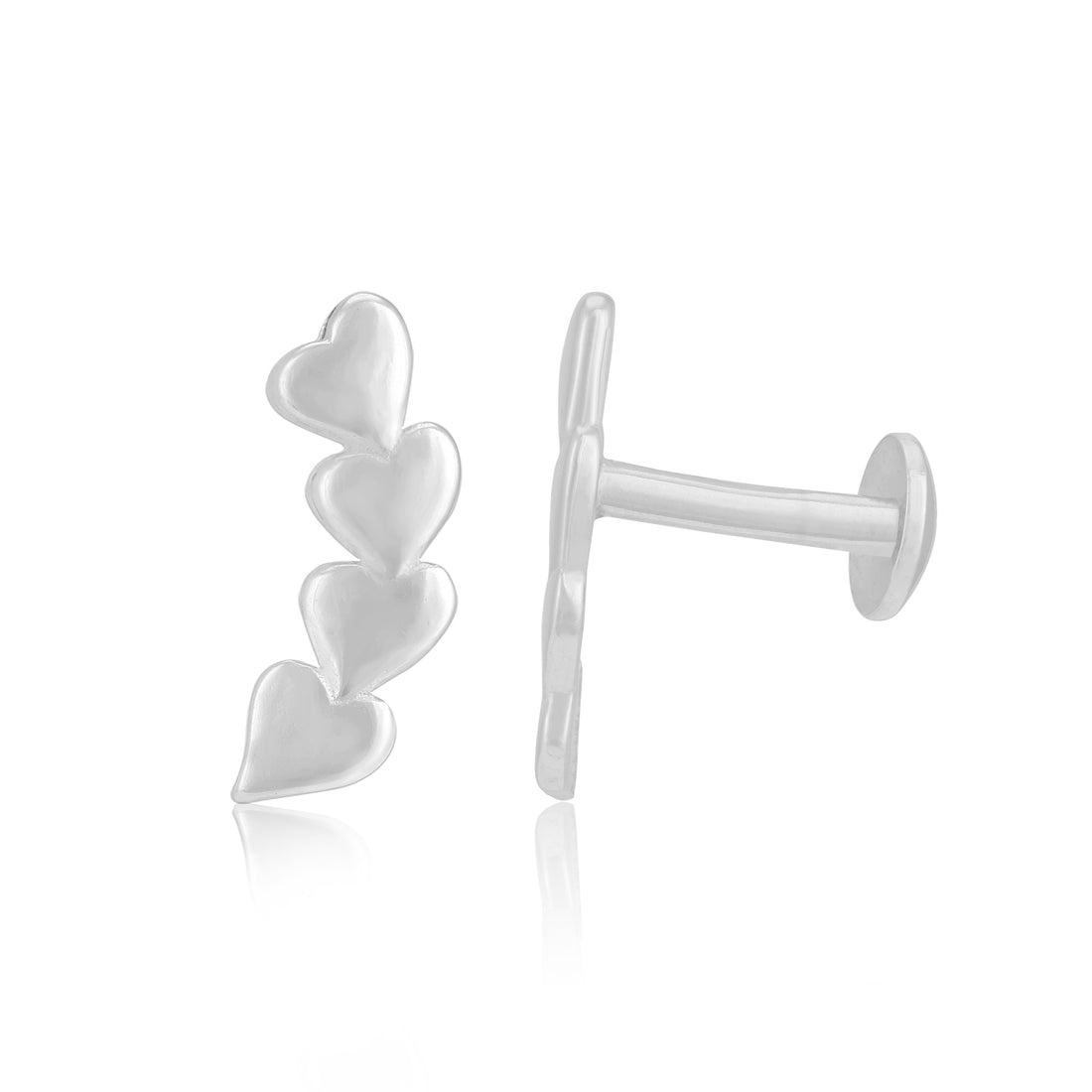 925 Sterling silver Rhodium Plated Layered Heart Earrings for Women