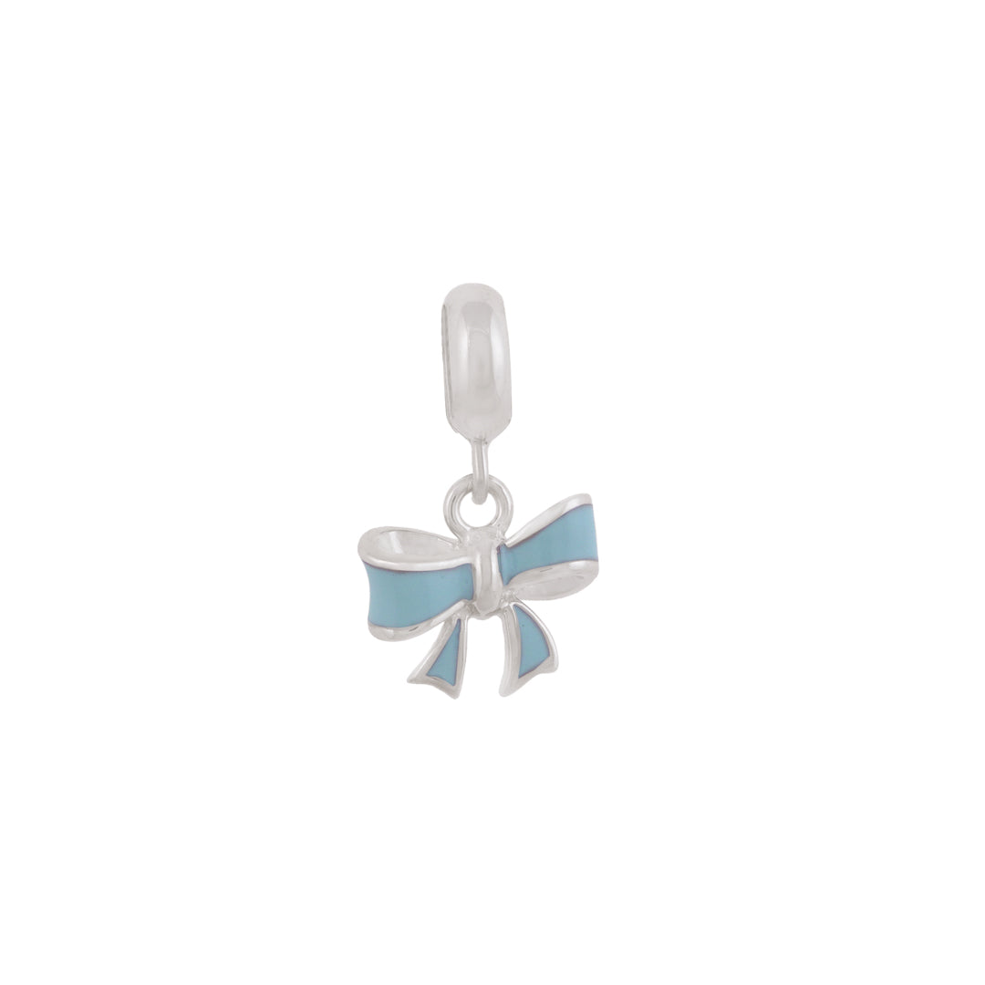 925 Sterling silver Twirling Blue Bow Rhodium Plated Pendant For Kids