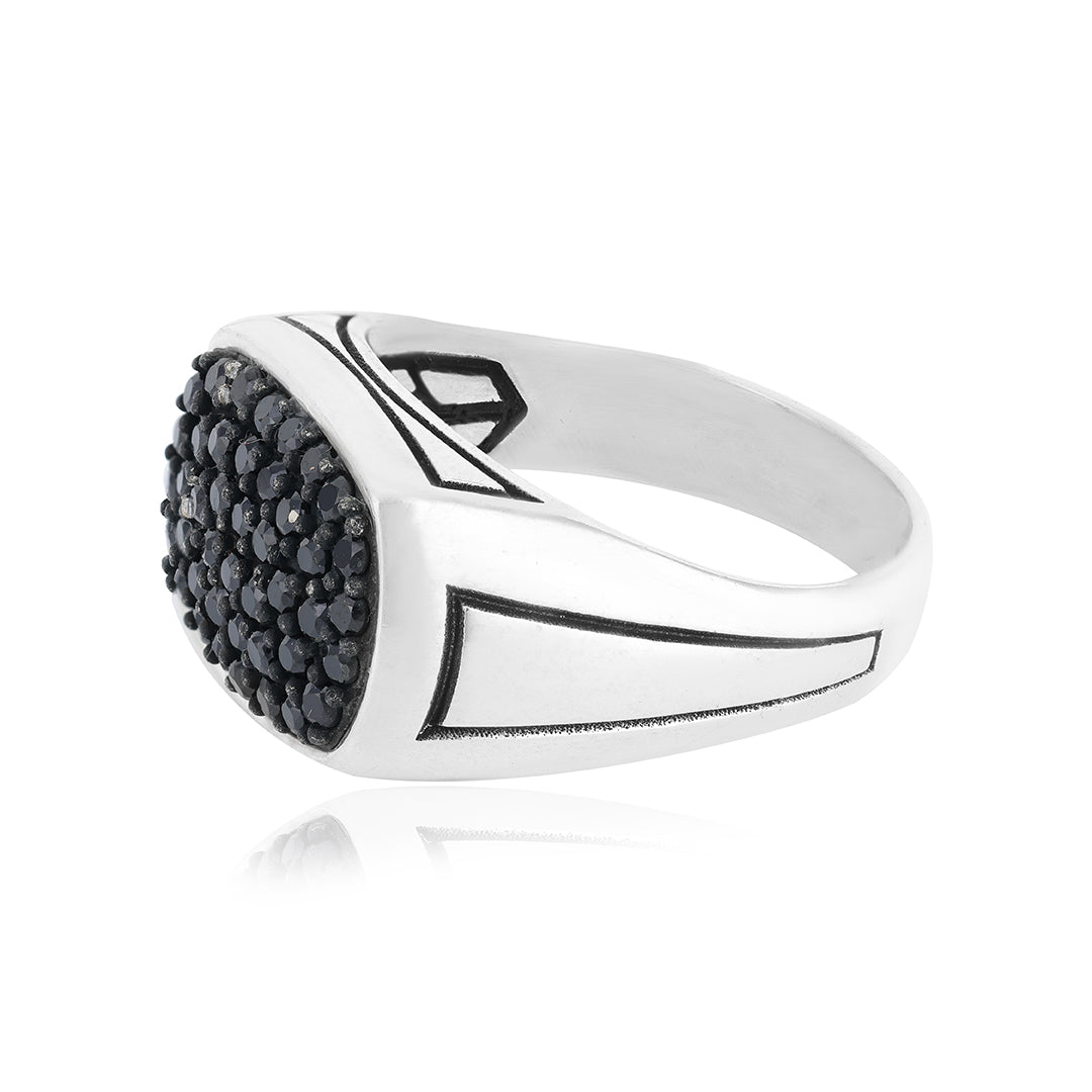 Streamline Signet Black Stone Ring